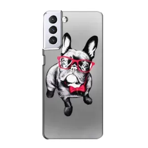 Чехол (ТПУ) Милые собачки для Samsung Galaxy S21 (Бульдог в очках)