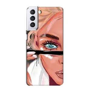 Силиконовый Чехол на Samsung Galaxy S21 с картинкой Стильных Девушек (Девушка и ресницы)