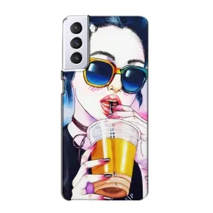 Чехол с картинкой Модные Девчонки Samsung Galaxy S21 (Девушка с коктейлем)