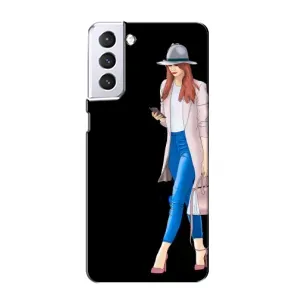 Чехол с картинкой Модные Девчонки Samsung Galaxy S21 (Девушка со смартфоном)