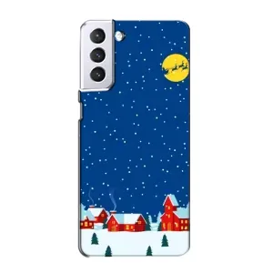 Силиконовый бампер на рождество для Samsung Galaxy S21 (Город в снегу)