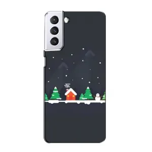 Силиконовый бампер на рождество для Samsung Galaxy S21 (Город зимний)