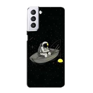 Силиконовый Чехол с принтом "Космонавты" на Samsung Galaxy S21 (Космонавт на рыбалке)