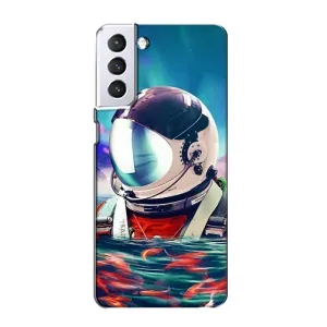 Силиконовый Чехол с принтом "Космонавты" на Samsung Galaxy S21 (Космонавт в воде)