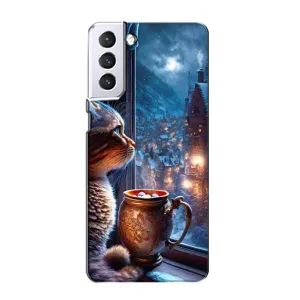 Чехлы на Новый Год Samsung Galaxy S21 (Кот новогодний)