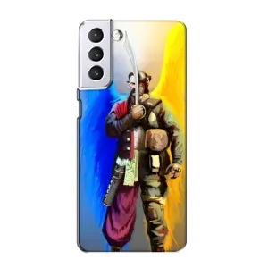 Чехол с картинкой (Патриотический КОЗАК) на Samsung Galaxy S21 (Козак с крыльями)