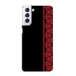 Силиконовый Чехол на Samsung Galaxy S21 (Красная Вышиванка)