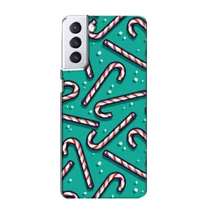 Силиконовый бампер на рождество для Samsung Galaxy S21 (Леденцы)