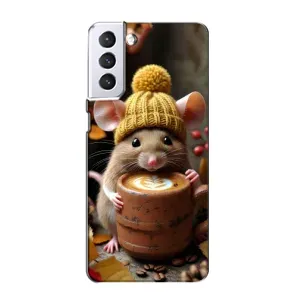 Друкований чохол 'Звірята з кавою' для Samsung Galaxy S21 (Мишка з кавою)
