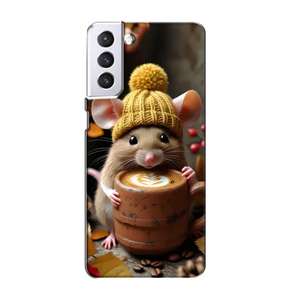 Чехол с рисунком «Мышка с кофе» для Samsung Galaxy S21 Чехол с рисунком «Мышка с кофе» для Samsung Galaxy S21