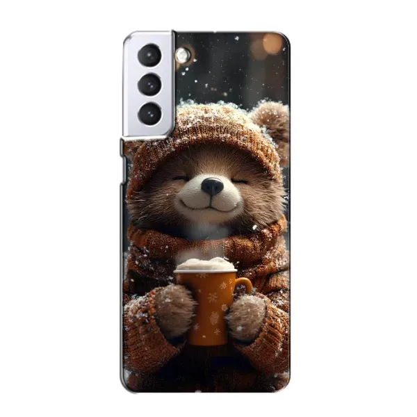 Чехол с рисунком «Медвежонок с кофе» для Samsung Galaxy S21 Чехол с рисунком «Медвежонок с кофе» для Samsung Galaxy S21