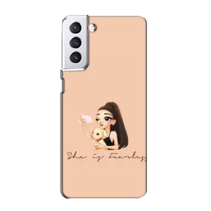 Силиконовый Чехол на Samsung Galaxy S21 с картинкой Стильных Девушек (С собакой)