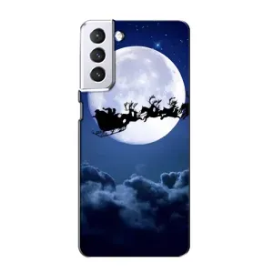 Чехол Санта Клаус для Samsung Galaxy S21 (Санта - луна)