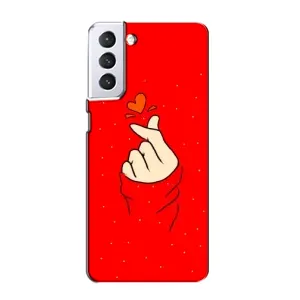 Чехлы (Знак сердечка) на Samsung Galaxy S21 (Сердце на красном)