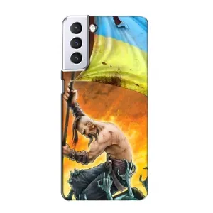 Чехол с картинкой (Патриотический КОЗАК) на Samsung Galaxy S21 (Сильный Козак)