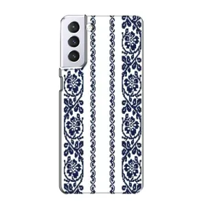 Силиконовый Чехол на Samsung Galaxy S21 с картинкой Вышиванки (Синяя вышиванка)