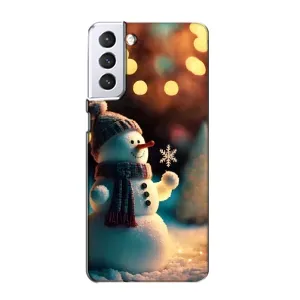 Чехлы на Новый Год Samsung Galaxy S21 (Снеговик праздничный)