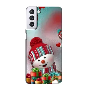 Чехлы на Новый Год Samsung Galaxy S21 (Снеговик в шапке)