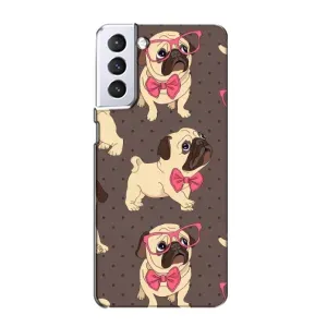 Чехол (ТПУ) Милые собачки для Samsung Galaxy S21 (Собачки Мопсики)