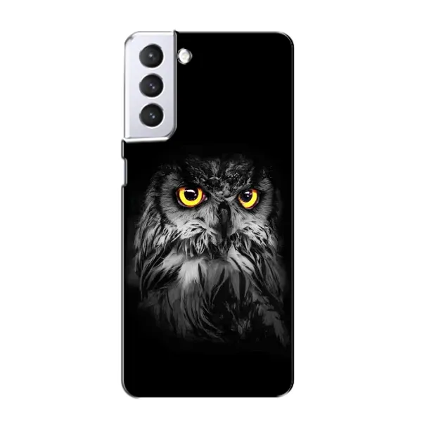 Чехол с рисунком «Сова на чёрном» для Samsung Galaxy S21 Чехол с рисунком «Сова на чёрном» для Samsung Galaxy S21