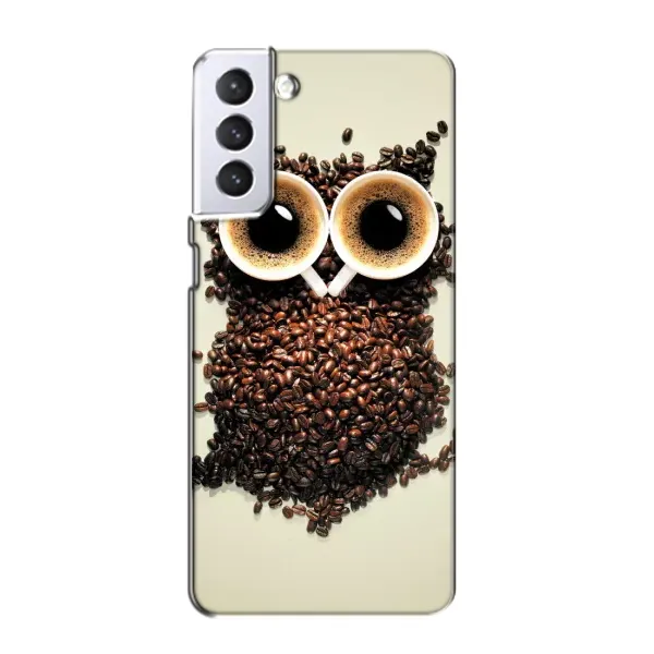 Чехол с рисунком «Сова с зерен кофе» для Samsung Galaxy S21 Чехол с рисунком «Сова с зерен кофе» для Samsung Galaxy S21
