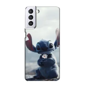 Чехол с рисунком Стич для Samsung Galaxy S21 (Стич с цветочком)