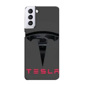 Силіконовий бампер з картинкою машини на Samsung Galaxy S21 (Logo TESLA)