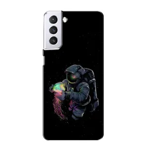 Силиконовый Чехол с принтом "Космонавты" на Samsung Galaxy S21 (В руках земля)