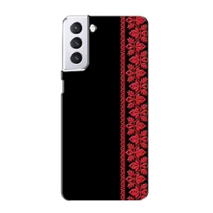 Силиконовый Чехол на Samsung Galaxy S21 с картинкой Вышиванки (Вышиванка на черном)