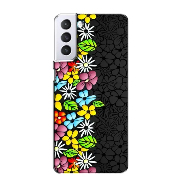 Чехол с рисунком «Яркие цветы на черном» для Samsung Galaxy S21 Чехол с рисунком «Яркие цветы на черном» для Samsung Galaxy S21