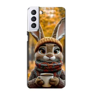 Друкований чохол 'Звірята з кавою' для Samsung Galaxy S21 (Зайчик з кавою)