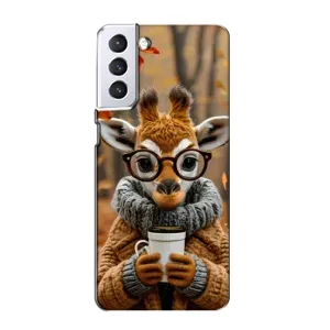 Друкований чохол 'Звірята з кавою' для Samsung Galaxy S21 (Жираф з кавою)
