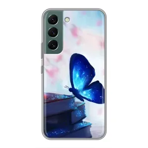 Силиконовый бампер с картинкой животных для Samsung Galaxy S22 Plus (Бабочка синяя)