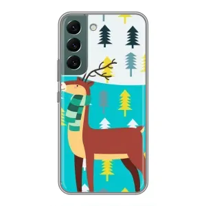 Силиконовый бампер с картинкой животных для Samsung Galaxy S22 Plus (Олень с шарфом)