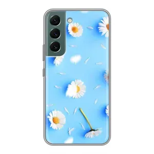 Чохол з Квітами для Samsung Galaxy S22 Plus (ромашки на блакитному)