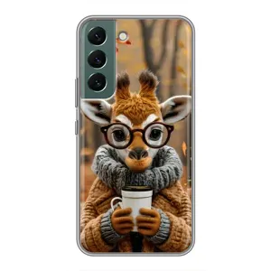 Печатный чехол «Зверята с кофе» для Samsung Galaxy S22 Plus (Жираф с кофе)