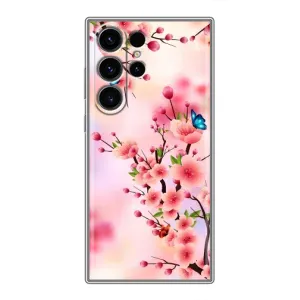 Чехол с принтом САКУРЫ на Samsung Galaxy S22 Ultra (Бабочки на сакуре)