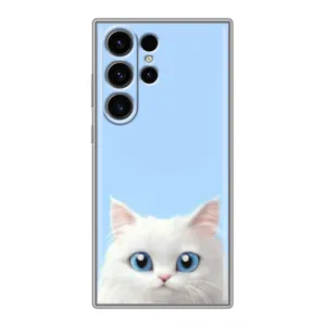 Чехол на тематику: Коты для Samsung Galaxy S22 Ultra (Белый кот)