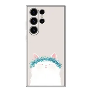 Чехол на тематику: Коты для Samsung Galaxy S22 Ultra (Белый котик)