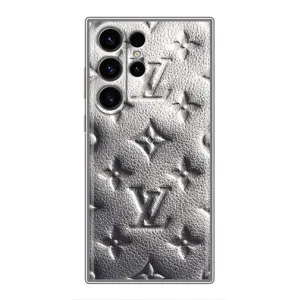 Текстурный Чехол Louis Vuitton для Самсунг Галакси С22 Ультра (Бежевый ЛВ)