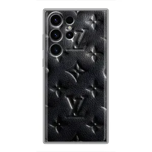 Текстурный Чехол Louis Vuitton для Самсунг Галакси С22 Ультра (Черный ЛВ)