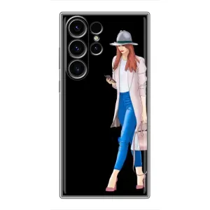 Чехол с картинкой Модные Девчонки Samsung Galaxy S22 Ultra (Девушка со смартфоном)