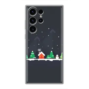 Силиконовый бампер на рождество для Samsung Galaxy S22 Ultra (Город зимний)