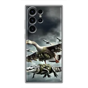 Чехол с мемами тралалело тралала для Samsung Galaxy S22 Ultra (Гусини и крокодило)