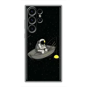 Силиконовый Чехол с принтом "Космонавты" на Samsung Galaxy S22 Ultra (Космонавт на рыбалке)