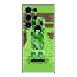 Чехлы для Samsung Galaxy S22 Ultra (Персонажи Майн Крафт) (Крипер 2)