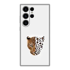 Чехол с леопардовым принтом на Samsung Galaxy S22 Ultra (Леопард на белом)