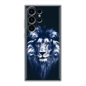 Чехол с картинкой на Samsung Galaxy S22 Ultra (Лев - синий)