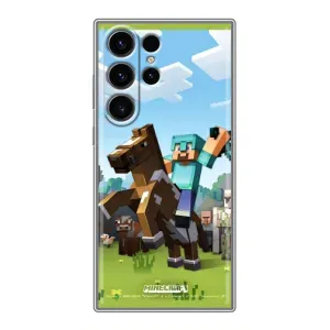 Чехлы для Samsung Galaxy S22 Ultra (Персонажи Майн Крафт) (На коне)
