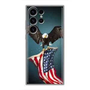 Чехол Флаг USA для Samsung Galaxy S22 Ultra (Орел и флаг)